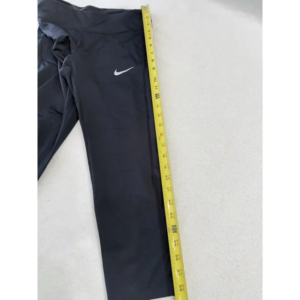 Nike Pants Women's Size M Black Activewear Capri Dri-Fit Leggings Zip Pocket